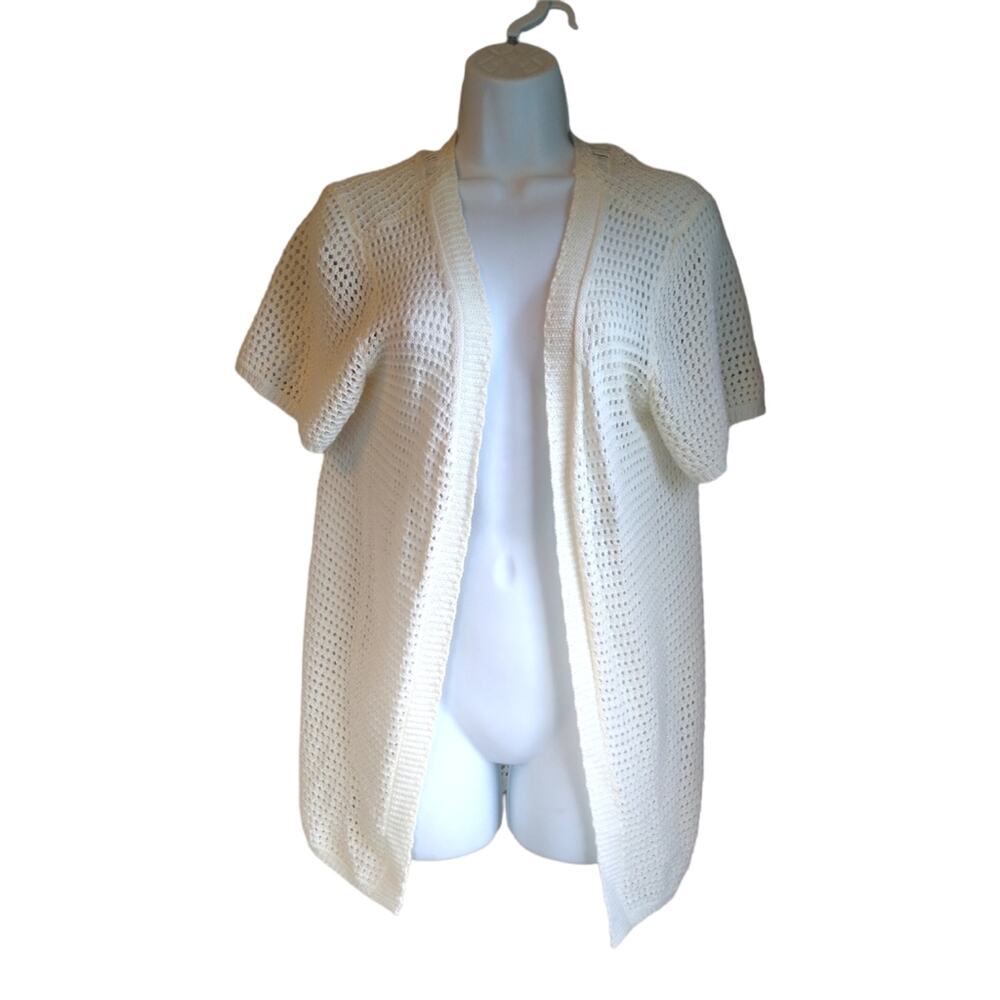 Indigo Short sleeve open front crochet cardigan Size L